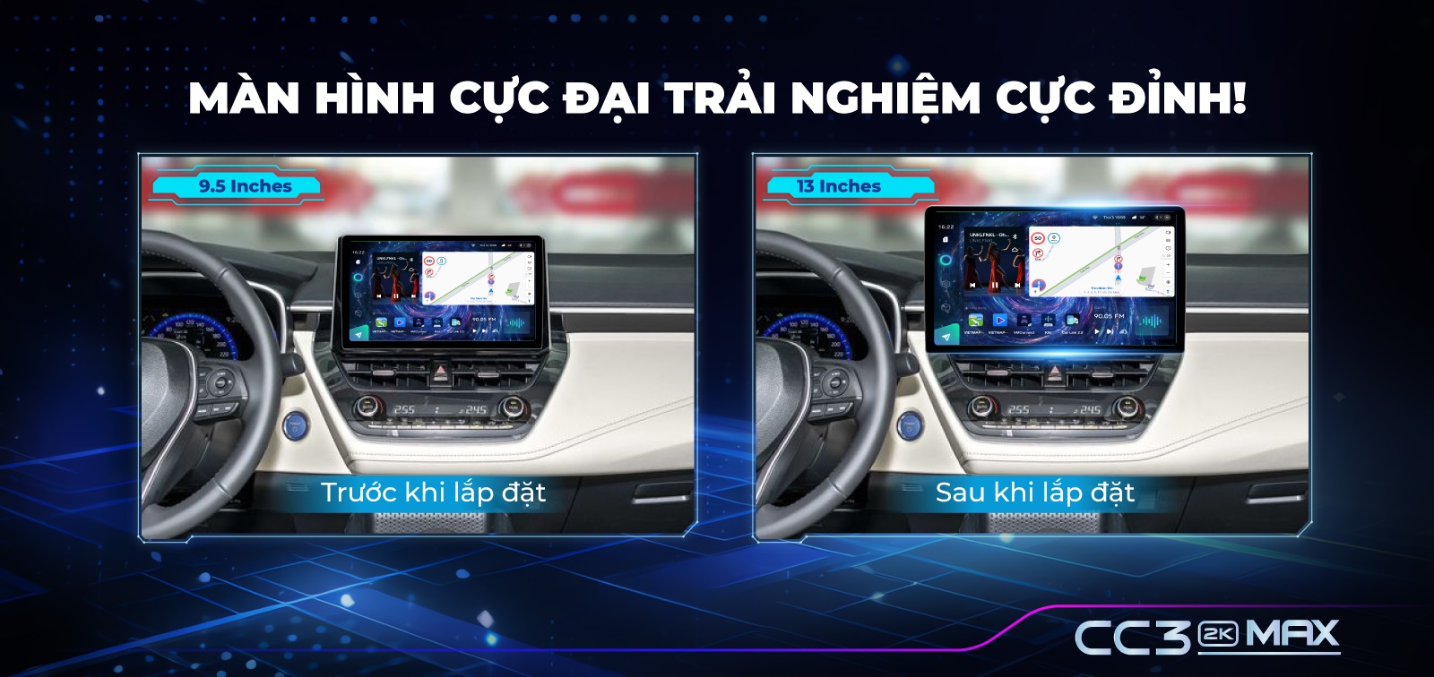Màn hình Teyes CC3 2K MAX nổi bật với giao diện chia đôi màn hình